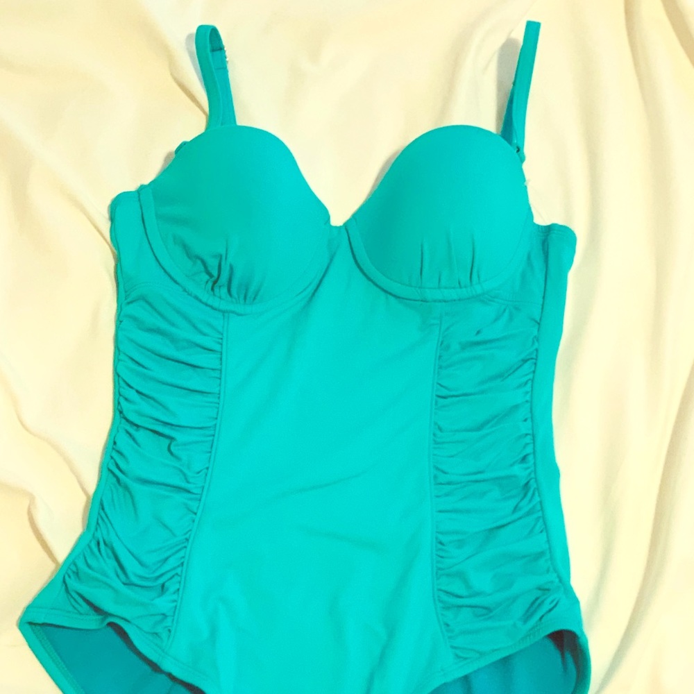 Aqua one piece swimsuit.